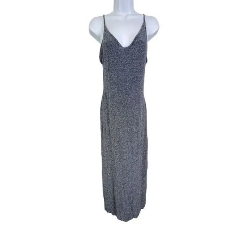 FREE PEOPLE WOMENS DRESS MAXI BLUE WITH SILVER GLITTER SIZE S P